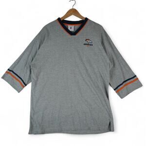Vintage NFL Denver Broncos T-Shirt Mens XL? Gray 3/4 Sleeve V Neck